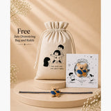 2 Pcs Astro Space Lunch Box & Lunch Bag Rakhi Gift Combo for Kids with Free Rakhi & Jute drawstring bag.