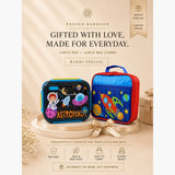 2 Pcs Astro Space Lunch Box & Lunch Bag Rakhi Gift Combo for Kids with Free Rakhi & Jute drawstring bag.