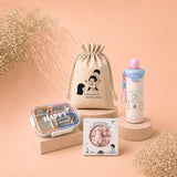2 Pcs Doggy Water Bottle & Orange Stainless Steel Lunch Box Rakhi Gift Combo for Kids with Free Rakhi & Jute drawstring bag