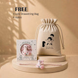 2 Pcs Doggy Water Bottle & Orange Stainless Steel Lunch Box Rakhi Gift Combo for Kids with Free Rakhi & Jute drawstring bag