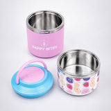 2 Pcs Blue Checks Water Bottle & Fruity Double Decker Lunch Box Rakhi Gift Combo for Kids with Free Rakhi & Jute drawstring bag.