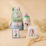 2 Pcs Gingham Girl Backpack & Pink Stainless Steel Water Bottle Rakhi Gift Combo for Kids with Free Rakhi