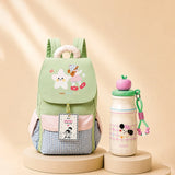 2 Pcs Gingham Girl Backpack & Pink Stainless Steel Water Bottle Rakhi Gift Combo for Kids with Free Rakhi