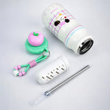 2 Pcs Gingham Girl Backpack & Pink Stainless Steel Water Bottle Rakhi Gift Combo for Kids with Free Rakhi
