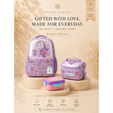 3 Pcs Hologram Unicorn Backpack, Lunch Bag & Pink Flap Lunch Box with Rakhi Gift Combo for Kids with Free Rakhi