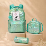 3 Pcs Shiny Mint Star Matching Backpack, Lunch Bag and Stationery Pouch Rakhi Gift Combo for Kids with Free Rakhi