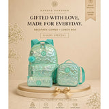 3 Pcs Shiny Mint Star Matching Backpack, Lunch Bag and Stationery Pouch Rakhi Gift Combo for Kids with Free Rakhi