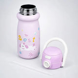 2 Pcs Pink Car Backpack & Purple Stainless Steel Water Bottle Rakhi Gift Combo for Kids with Free Rakhi & Jute Drawstring Bag