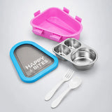 2 Pcs Shell Backpack & Pink-Blue Triangle Lunch Box Rakhi Gift Combo for Kids with Free Rakhi & Jute drawstring bag.