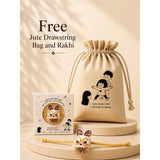 2 Pcs Buddy Water Bottle & Green Stainless Steel Lunch Box Rakhi Gift Combo for Kids with Free Rakhi & Jute drawstring bag.