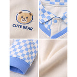 Blue Checks Collar, Full Sleeves Jumpsuit Romper for Tiny Toddlers