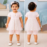 Bow Lace Frock-Style Romper for Tiny Toddlers