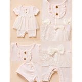 Bow Lace Frock-Style Romper for Tiny Toddlers