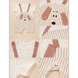 Stripes Puppy 3D Ears Suspender-Style Romper for Tiny Toddlers