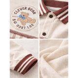 Brown Striped Collar, Full Sleeves Jumpsuit Romper for Tiny Toddlers