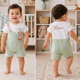 Cookies Bear Suspender-Style Romper for Tiny Toddlers