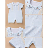 Cream Floral Collar Suspender-Style Romper for Tiny Toddlers