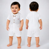 Cream & Grey Bow Waistcoat Romper for Tiny Toddlers