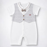 Cream & Grey Bow Waistcoat Romper for Tiny Toddlers