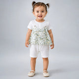 Daisy Floral Overlay Top Romper for Tiny Toddlers