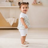 Daisy Floral Overlay Top Romper for Tiny Toddlers