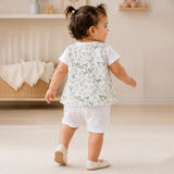 Daisy Floral Overlay Top Romper for Tiny Toddlers
