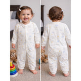 Elephants holding Balloons, Full Sleeves Jumpsuit Romper for Tiny Toddlers