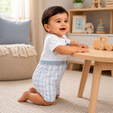 Grey Checkered Bow Tie Romper for Tiny Toddlers