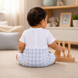 Grey Checkered Bow Tie Romper for Tiny Toddlers