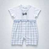 Grey Checkered Bow Tie Romper for Tiny Toddlers