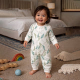 Green Leaves Full Sleeves Jumpsuit Romper For Tiny Toddlers