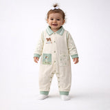 Mint Collar Puppy, Full Sleeves Jumpsuit Romper for Tiny Toddlers