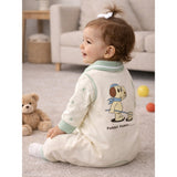 Mint Collar Puppy, Full Sleeves Jumpsuit Romper for Tiny Toddlers