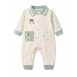Mint Collar Puppy, Full Sleeves Jumpsuit Romper for Tiny Toddlers