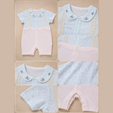 Pink Floral Collar Suspender-Style Romper for Tiny Toddlers