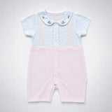 Pink Floral Collar Suspender-Style Romper for Tiny Toddlers