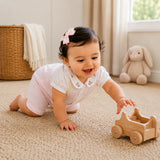 Pink Floral Collar Suspender-Style Romper for Tiny Toddlers