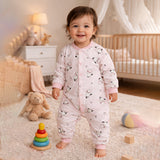 Pink bunny and Hearts Full Sleeves Jumpsuit Romper for Tiny Toddlers
