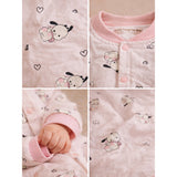 Pink bunny and Hearts Full Sleeves Jumpsuit Romper for Tiny Toddlers