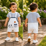 Puppy Basketball Suspender-Style Romper for Tiny Toddlers
