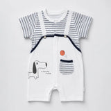 Puppy Basketball Suspender-Style Romper for Tiny Toddlers