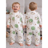 Cute Racoon & Palm Leaf, Full Sleeves Jumpsuit Romper for Tiny Toddlers
