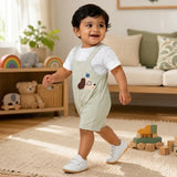 Smart 3D Puppy Face Suspender-Style Romper for Tiny Toddlers