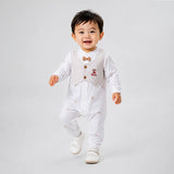 Beige Stripes Waistcoat Romper for Tiny Toddlers