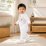 Beige Stripes Waistcoat Romper for Tiny Toddlers