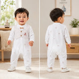 Beige Stripes Waistcoat Romper for Tiny Toddlers