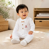 Beige Stripes Waistcoat Romper for Tiny Toddlers