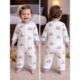 Blue Plane Ride Full Sleeves Jumpsuit Romper for Tiny Toddlers