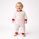 Red Candy Cane and Bear, Full Sleeves Jumpsuit Romper for Tiny Toddlers