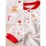 Red Candy Cane and Bear, Full Sleeves Jumpsuit Romper for Tiny Toddlers